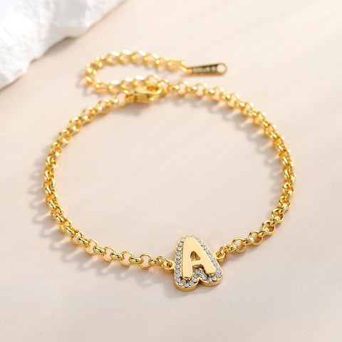 Bubble Letter Custom Initial Bracelet