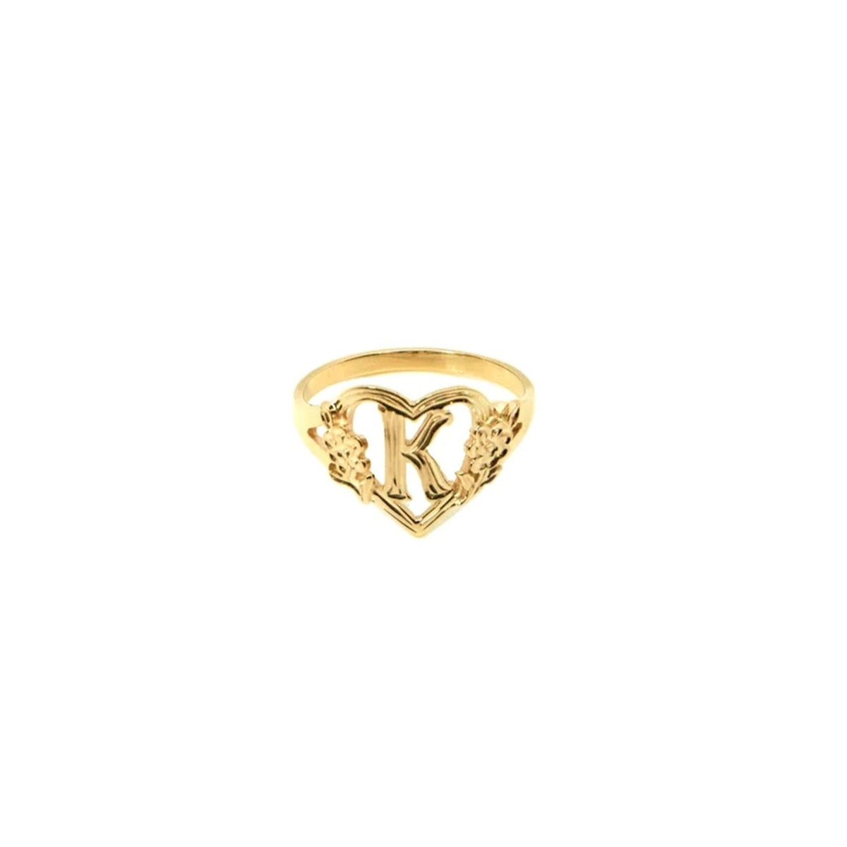 Flower Heart Custom Initial Ring