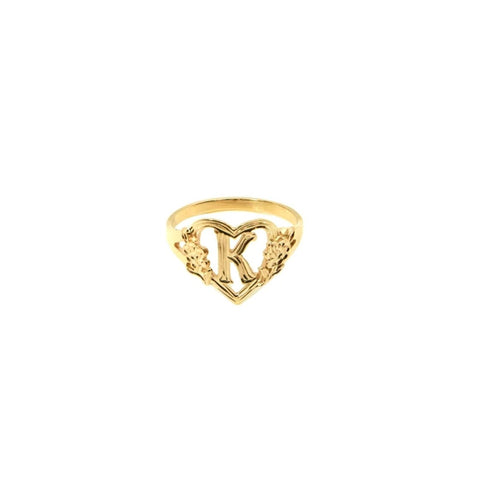 Flower Heart Custom Initial Ring