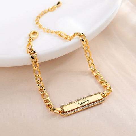 Figaro Link Custom Name Bracelet