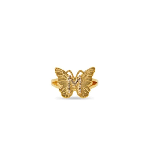 Butterfly Initial Custom Ring