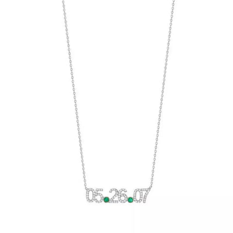 Diamond Custom Date Birthstone Necklace