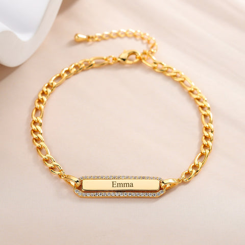 Figaro Link Custom Name Bracelet