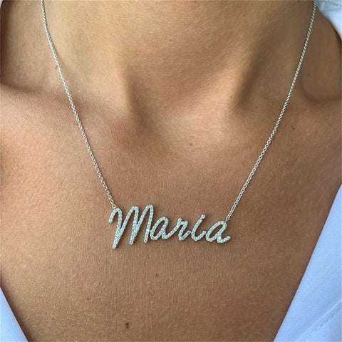 Cursive Diamond Custom Name Necklace