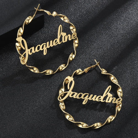 Twisted Custom Name Hoop Earrings