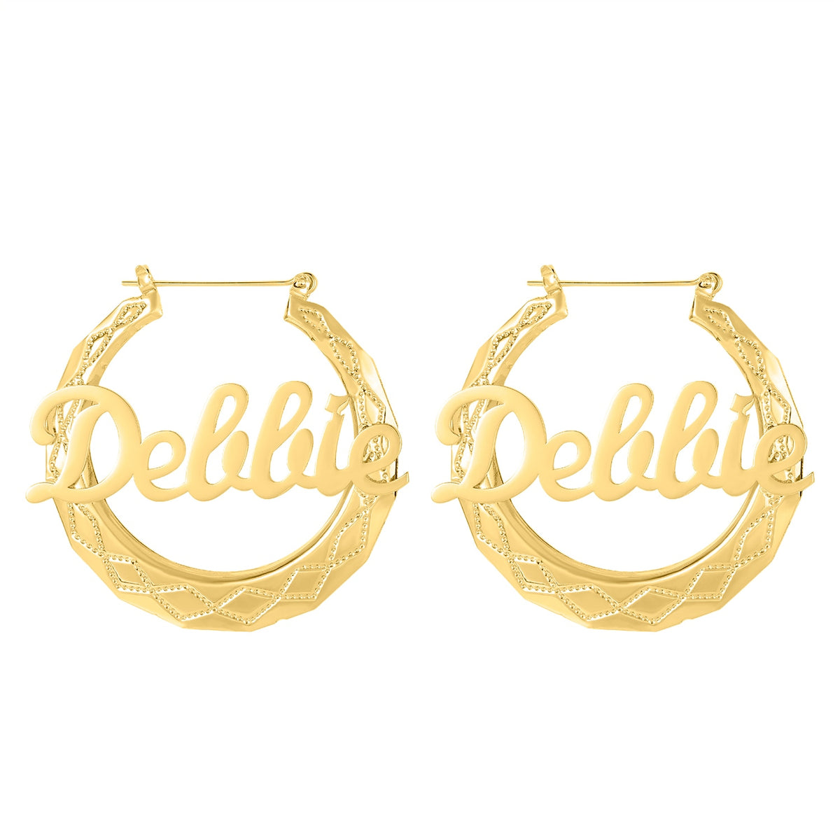 Geometric Custom Name Hoop Earrings