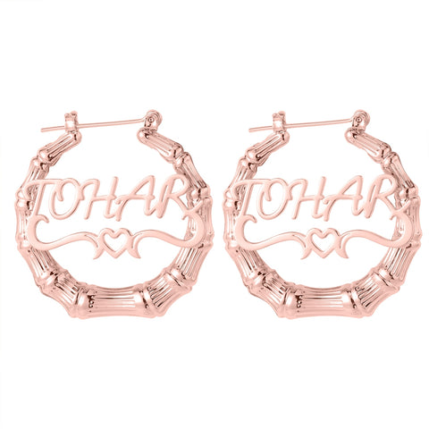 Bamboo Custom Name Hoop Earrings