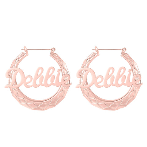 Geometric Custom Name Hoop Earrings