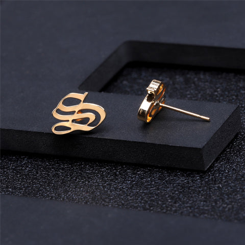 Old English Custom Initial Stud Earrings