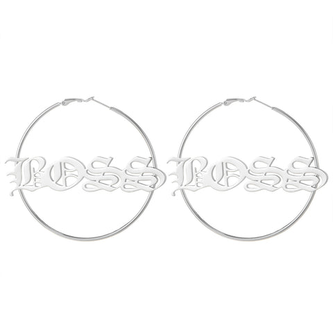 Old English Custom Name Hoop Earrings