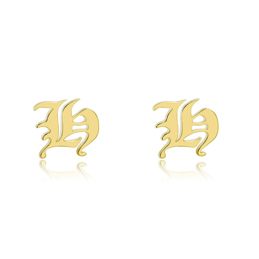 Old English Custom Initial Stud Earrings