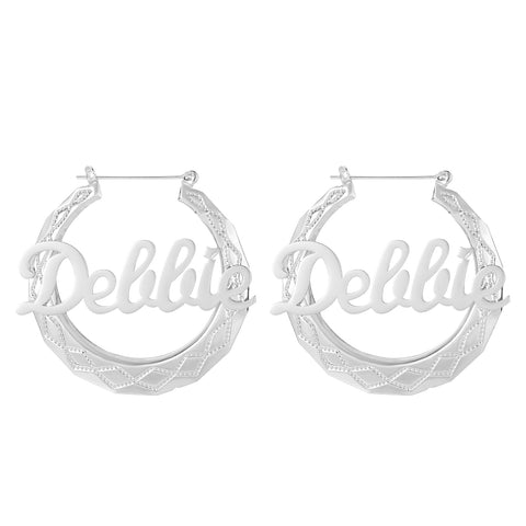 Geometric Custom Name Hoop Earrings