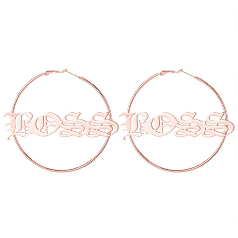 Old English Custom Name Hoop Earrings