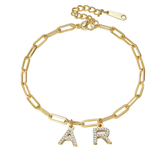 Diamond Letter Charm Custom Name Bracelet