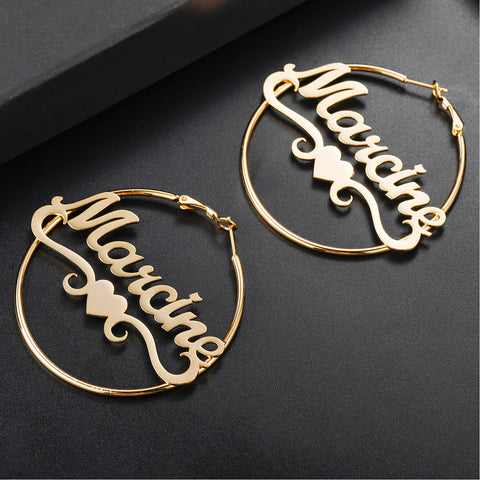 Marcine Custom Name Hoop Earrings