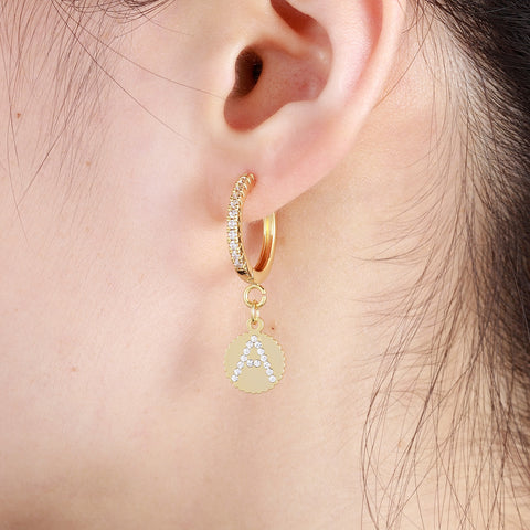 Initial Huggie Hoop Earrings