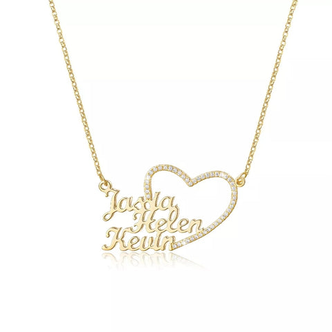 Halo Heart Custom Name Necklace