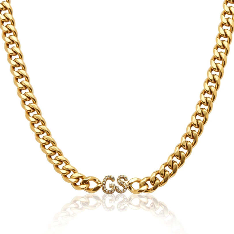 Cuban Link Custom Double Initial Necklace