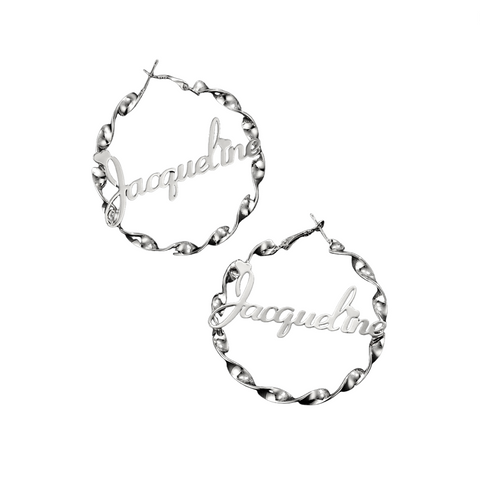 Twisted Custom Name Hoop Earrings