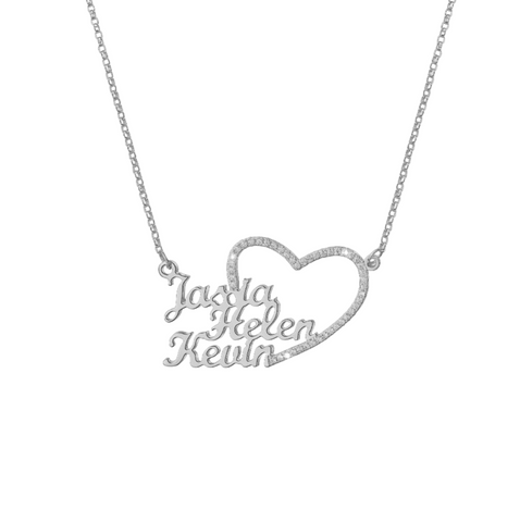 Halo Heart Custom Name Necklace