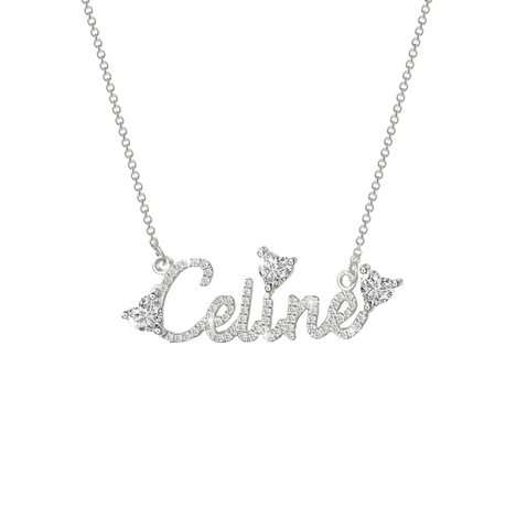 Diamond Hearts Custom Name Necklace