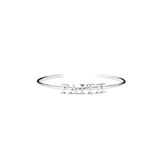 Silver Faith Custom Name Bangle