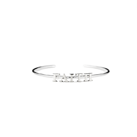 Silver Faith Custom Name Bangle