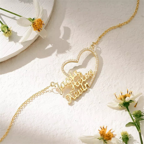 Halo Heart Custom Name Necklace