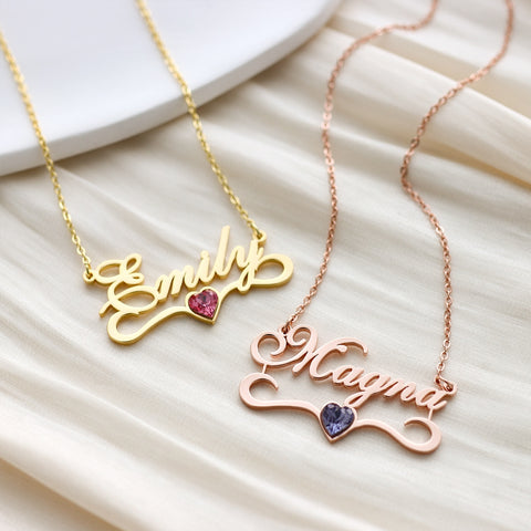 Birthstone Custom Name Necklace