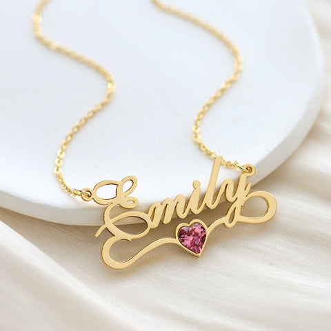 Birthstone Custom Name Necklace