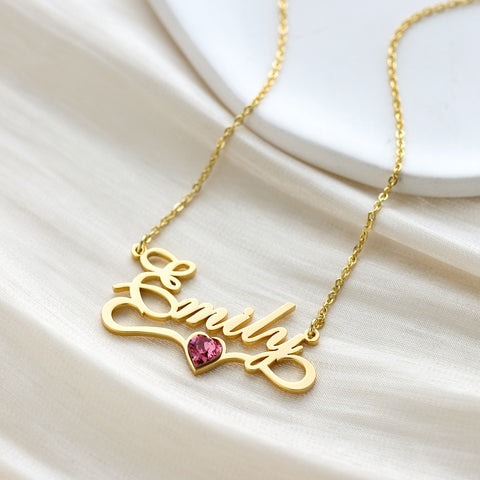 Birthstone Custom Name Necklace