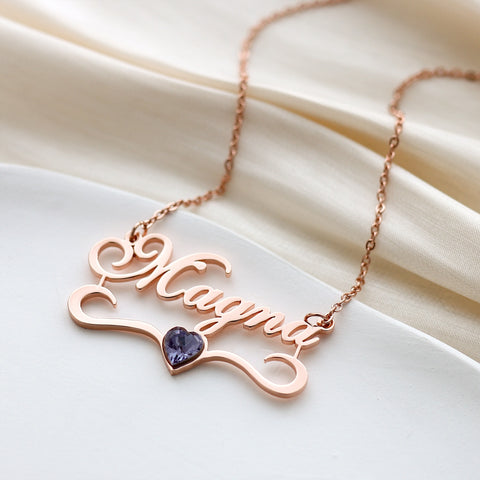 Birthstone Custom Name Necklace